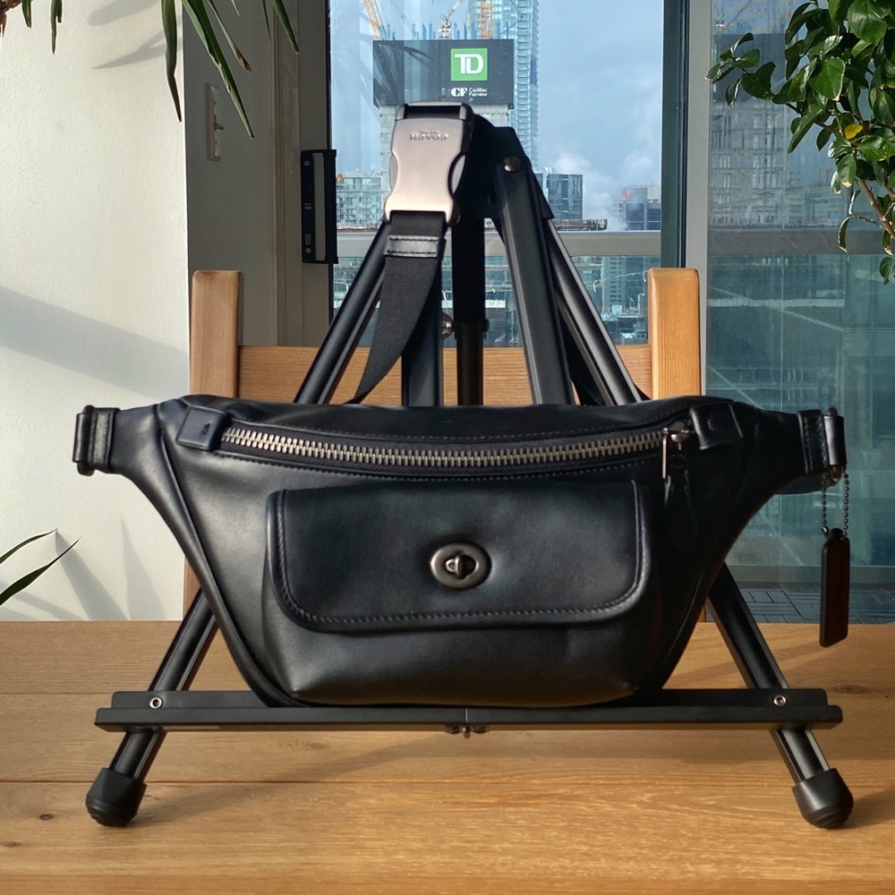 COACH Leather Black Heritage Belt Bag